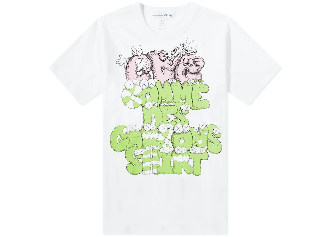 CDG Shirt X KAWS Print T-shirt White/Green/Pink 3 CDG Shirt X KAWS Print T-shirt White/Green/Pink