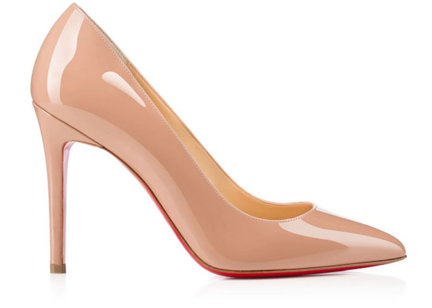 Christian Louboutin Pigalle 100mm Pump Nude Patent Leather 3 Christian Louboutin Pigalle 100mm Pump Nude Patent Leather