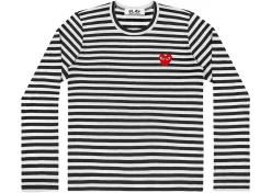 CDG Play Striped Long Sleeve T-shirt Black/White