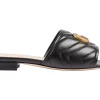 Gucci Double G Slide Sandal Black Leather