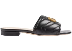 Gucci Double G Slide Sandal Black Leather