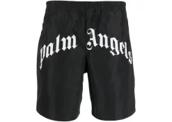 Palm Angels Logo Print Swimming Shorts Black