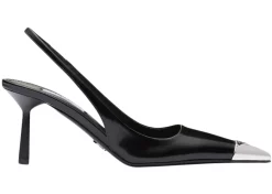 Prada 75mm Slingback Pump Black Leather
