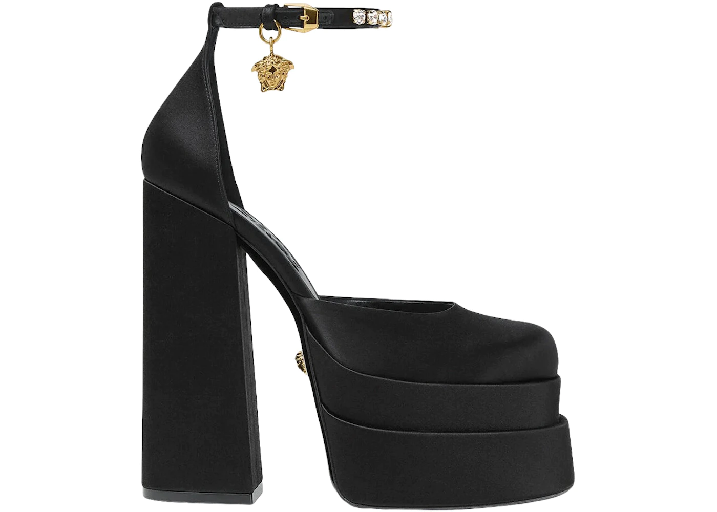 Versace Medusa Aevitas 155mm Platform Pumps Black Satin 3 Versace Medusa Aevitas 155mm Platform Pumps Black Satin